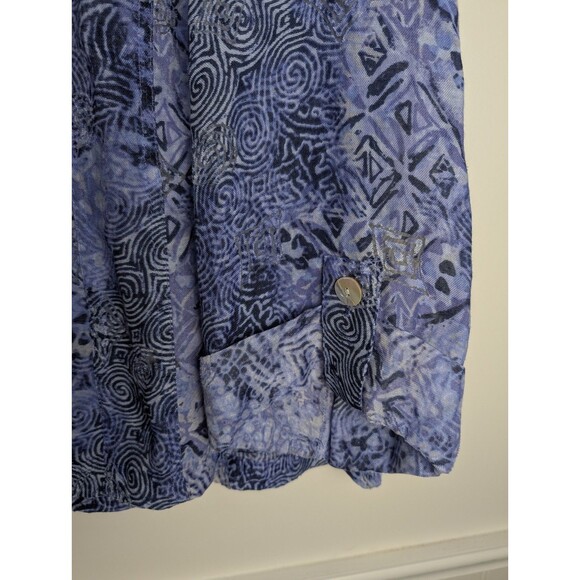 Ruby Rd Womens Top Button Up Collared Shirt Pockets Indigo Size 20W Coastal Prep - Picture 2 of 9